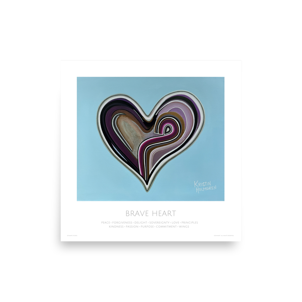 Divinart - "Brave Heart" - Acrylic Ink on canvas - Painting encoded with light - Wrapped Canvas - Spiritual Art, Light Codes: Peace, sovereignty, delight, forgiveness, love, principles, kindness, passion, purpose, commitment, wings