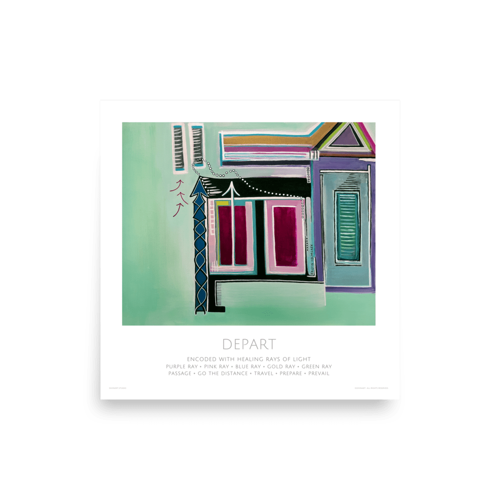 Divinart - "Depart" - Acrylic Ink on canvas - Painting encoded with light - Matte Poster Paper - Spiritual Art, Light Codes: Depart, Passage, Go the distance, Travel, Prevail, Prepare