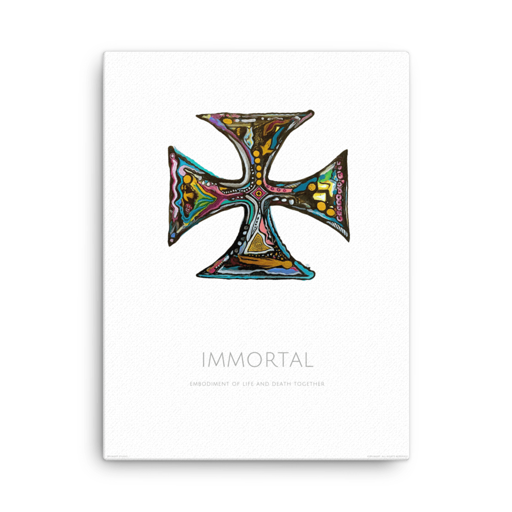 "Immortal" Acrylic ink on Yupo. Divinart. Wrapped Canvas. Spiritual Art. Encoded Healing Rays of Light. Embodiment of life and death together. Infused with the following light codes: Life and death, Endings and beginnings