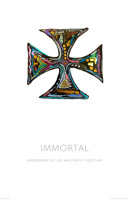 "Immortal" Acrylic ink on Yupo. Divinart. Wrapped canvas. Spiritual Art. Encoded Healing Rays of Light. Embodiment of life and death together. Infused with the following light codes: Life and death, Endings and beginnings