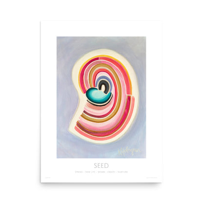 "Seed" - Acrylic Ink on canvas - Painting encoded with light - Spiritual Art, Light Codes: Spring, New Life, Womb, Create, Nurture
