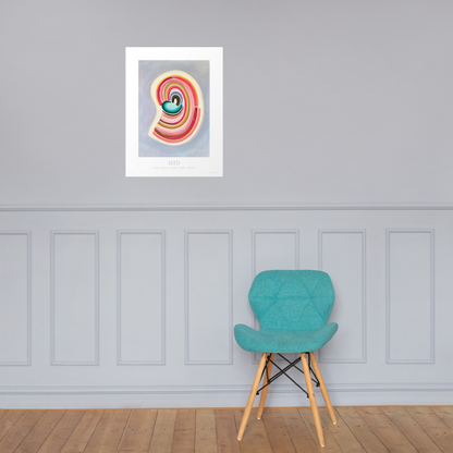 Divinart - "Seed" - Acrylic Ink on canvas - Painting encoded with light - Matte Paper Poster - Spiritual Art, Light Codes: Spring, New Life, Womb, Create, Nurture