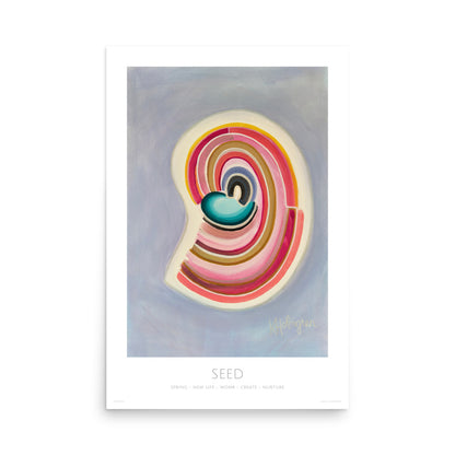 Divinart - "Seed" - Acrylic Ink on canvas - Painting encoded with light - Matte Paper Poster - Spiritual Art, Light Codes: Spring, New Life, Womb, Create, Nurture