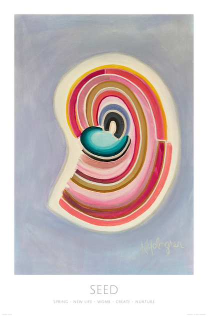 "Seed" - Acrylic ink on canvas - Painting encoded with light - Matte paper poster - Spiritual Art, Light Codes: Spring, New Life, Womb, Create, Nurture