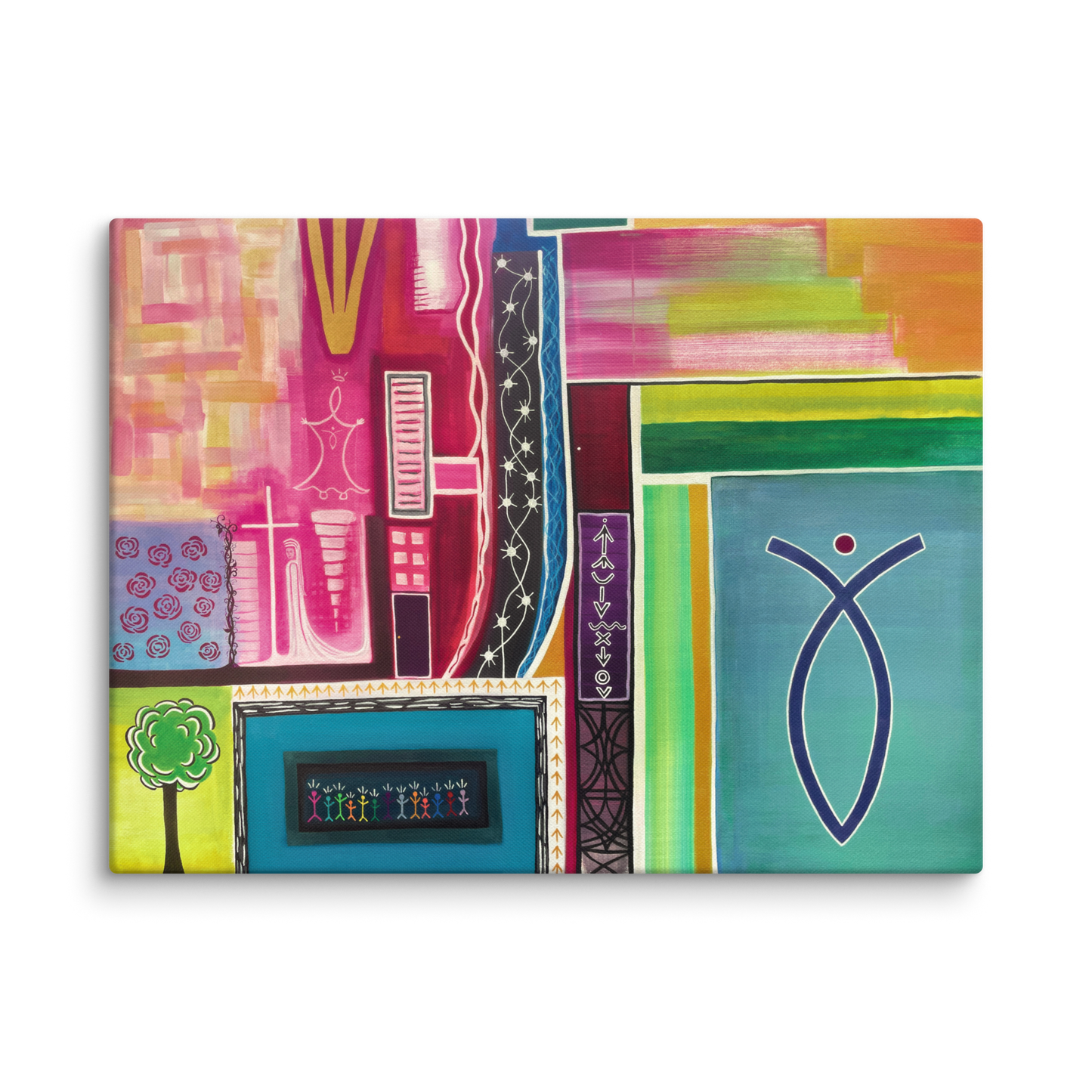 Divinart - "The Wisdom of Life" - Acrylic Ink on canvas - Painting encoded with light - Wrapped canvas - Spiritual Art, Light Codes: Divine healing womb, Maternal instinct, Inner strength, Restores faith, Inner knowing/certainty, Confidence, Forgiveness, Supports, Raises vibration, Conscious awareness, Eases guilt, Eden