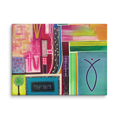 Divinart - "The Wisdom of Life" - Acrylic Ink on canvas - Painting encoded with light - Wrapped canvas - Spiritual Art, Light Codes: Divine healing womb, Maternal instinct, Inner strength, Restores faith, Inner knowing/certainty, Confidence, Forgiveness, Supports, Raises vibration, Conscious awareness, Eases guilt, Eden